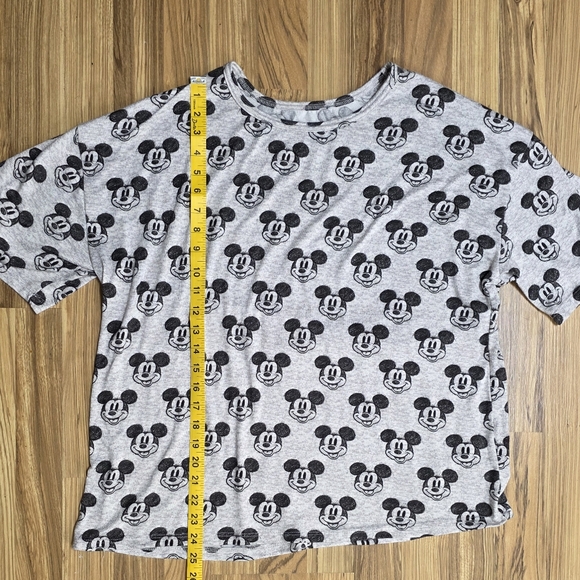 Disney 100 T Shirt Pajama Gray Women's Mickey Mouse Pattern Size XL (16-18) Soft - Picture 4 of 5
